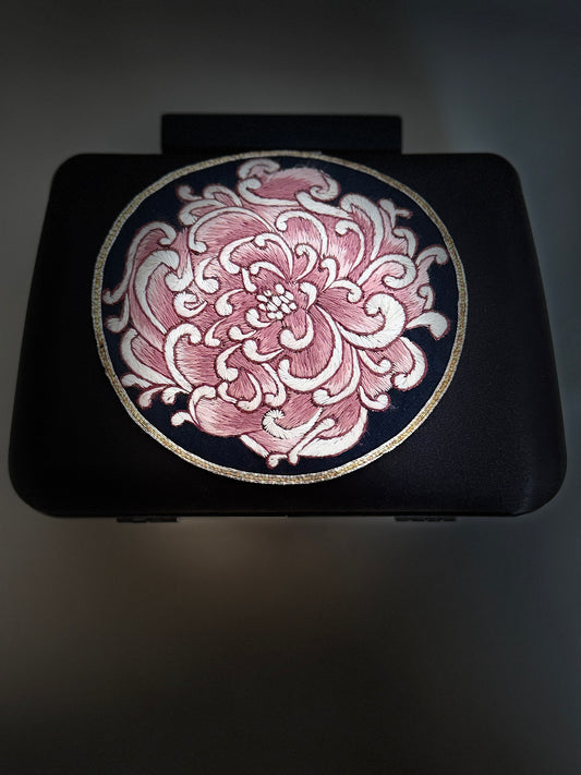 Black Silk Embroidered Clutch – Timeless Elegance, One-of-a-Kind Masterpiece